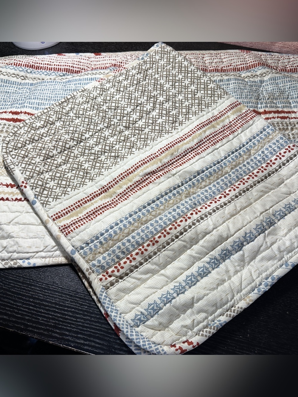 Lucky Brand bohemian-style quilt shams reversible striped and pattern Queen